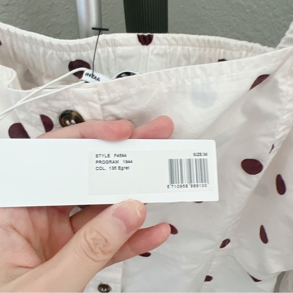 NWT GANNI Polka Dot Puff Sleeve Poplin Top - Picture 7 of 11